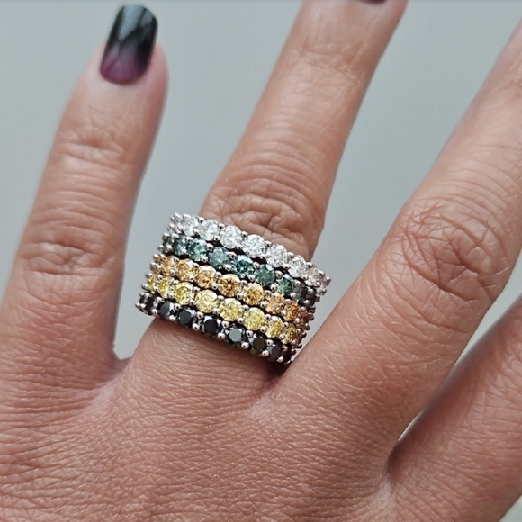 Green Moissanite Eternity Band Ring - Picture 5 of 5